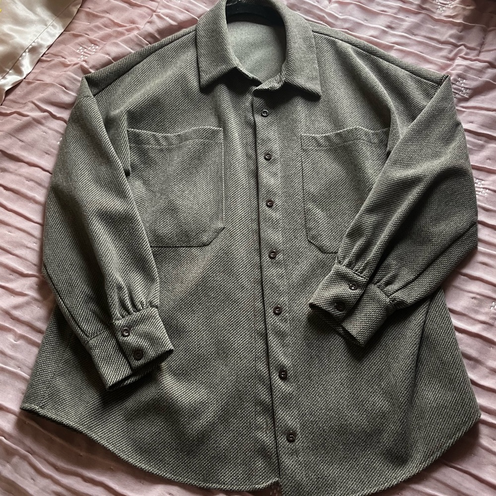 Missguided Brown Herringbone oversized shacket